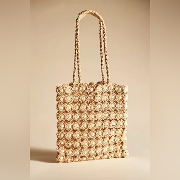 Anthropologie Handbags - Anthropologie Pearl Raffia Tote